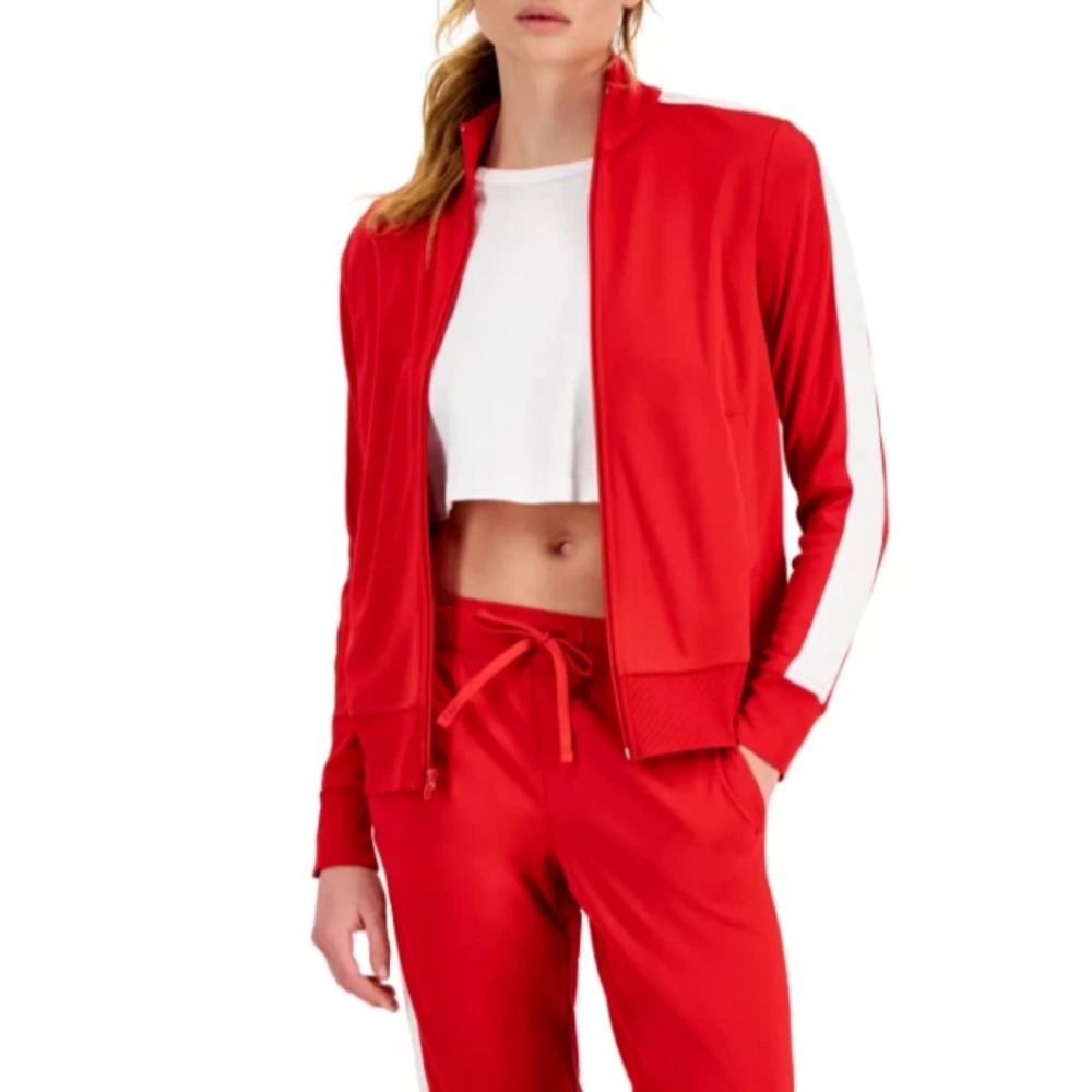 IDEOLOGY | Red &‎ White Track Jacket Full Zip Athleisure Activewear NWOT XL